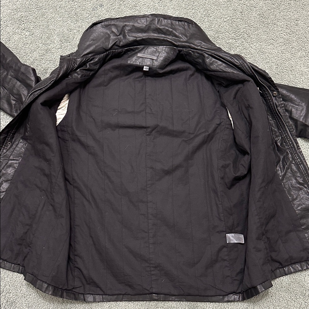 John Varvatos Collection Black Coated Linen Jacket w/ stow hood men’s 56 - Picture 8 of 13